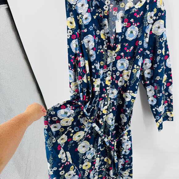Talbots NWT Plus Size 22W Falling Blossoms Floral Wrap Dress Navy - Picture 6 of 9